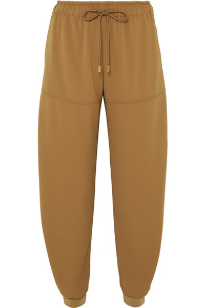 Shop Chloé Satin-jersey Tapered Track Pants In Beige