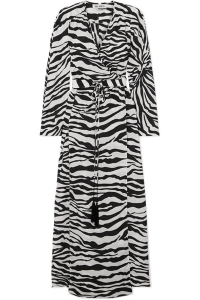Shop Attico Zebra-print Crepe Wrap Maxi Dress In Zebra Print