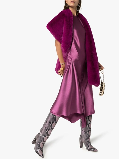 Shop Sies Marjan Vanessa Asymmetric Satin Midi Dress In Pink