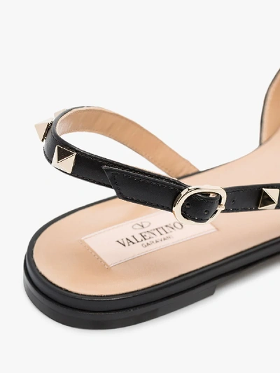 Shop Valentino Black Rockstud Slingback Pumps