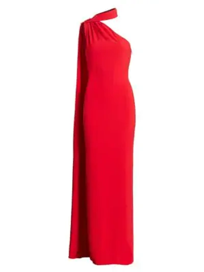 Shop Brandon Maxwell Women's Asymmetric Sash Gown In Red