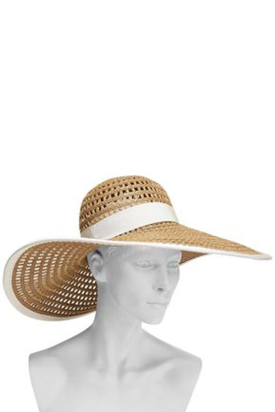 Shop Eugenia Kim Woman Grosgrain-trimmed Woven Sun Hat Ivory