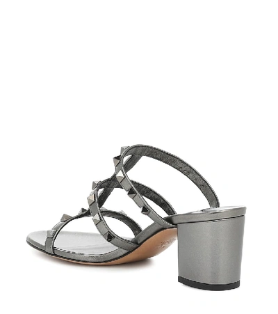 Shop Valentino Gavarani Rockstud Leather Sandals In Silver