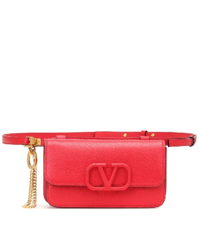 Shop Valentino Vsling Leather Belt Bag In Red