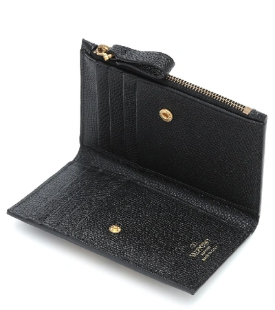 Shop Valentino Vlogo Leather Wallet In Black