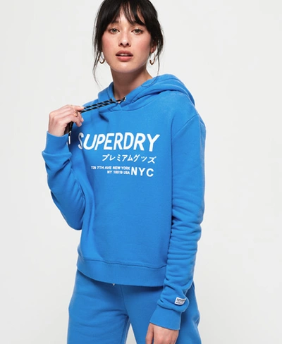 Shop Superdry Elissa Cropped Hoodie In Blue