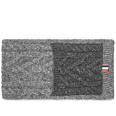 Shop Thom Browne Mix Aran Mohair Tweed Scarf In Grey