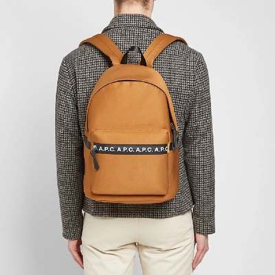 Shop Apc A.p.c. Savile Taped Logo Backpack In Brown