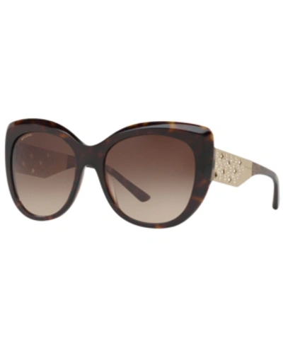 Shop Bvlgari Sunglasses, Bv8198bf 57 In Dark Havana/transp Brown/brown Gradient