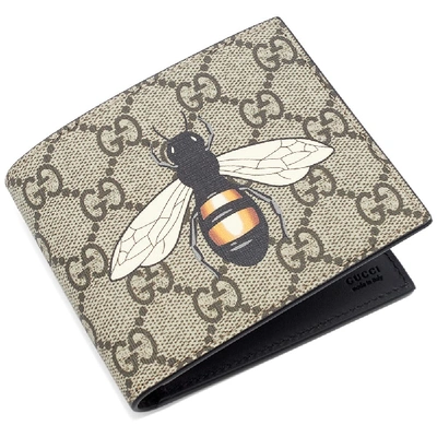 Shop Gucci Gg Supreme Bee Billfold Wallet In Brown