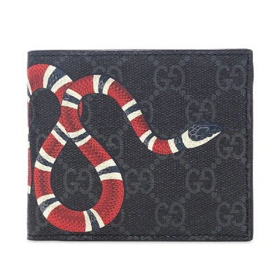 Shop Gucci Gg Supreme Snake Billfold Wallet In Black