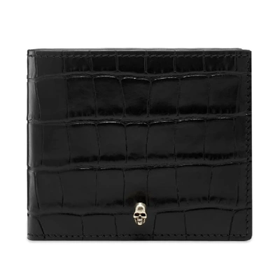 Shop Alexander Mcqueen Skull Croc Billfold Wallet In Black