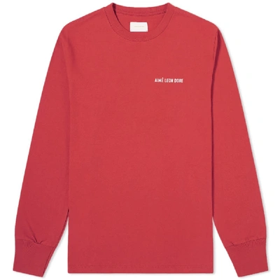 Shop Aimé Leon Dore Long Sleeve Jersey Logo Tee In Red