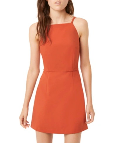 Shop French Connection Whisper Light Square-neck Dress In Cinnamon Stick