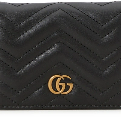 Shop Gucci Gg Marmont Cardholder In Black