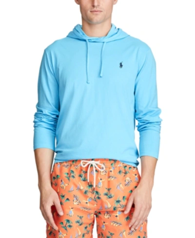 Shop Polo Ralph Lauren Men's Cotton Jersey Hoodie T-shirt In Neptune Blue
