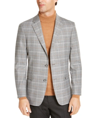 Shop Tommy Hilfiger Men's Modern-fit Thflex Stretch Windowpane Sport Coat In Grey