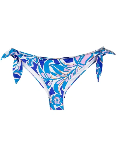 Shop Emilio Pucci Printed Bikini Bottoms In Blue