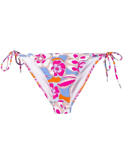Shop Emilio Pucci Floral Bikini Bottoms In Pink