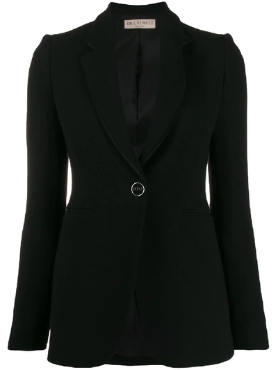 Shop Emilio Pucci Puckered Shoulder Blazer In Black