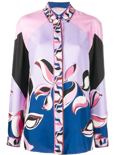 Shop Emilio Pucci Graphic Print Silk Shirt In Pink