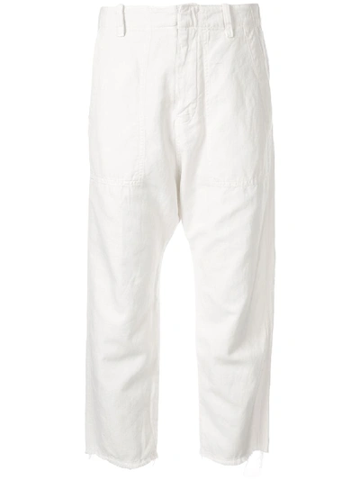 Shop Nili Lotan Cropped Straight-leg Trousers In White