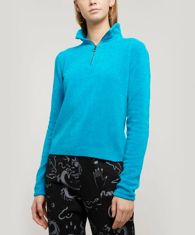 Shop Paloma Wool Baco Half-zip V-neck Sweater In Light Blue
