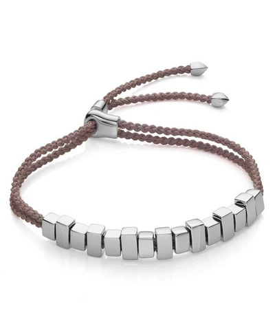 Shop Monica Vinader Silver Linear Ingot Cord Friendship Bracelet In Grey