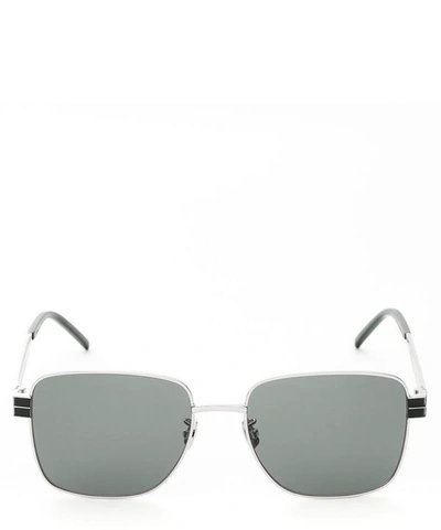 Shop Saint Laurent Square-frame Metal Sunglasses In Silver