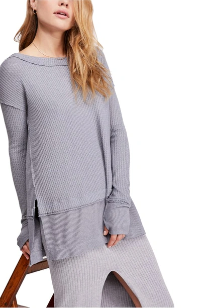 Shop Free People North Shore Thermal Knit Tunic Top In Storm Grey