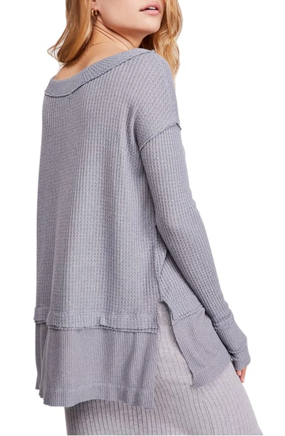 Shop Free People North Shore Thermal Knit Tunic Top In Storm Grey