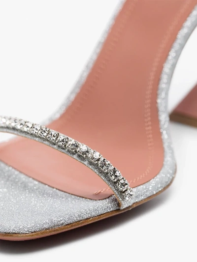 Shop Amina Muaddi Silver Gilda Embellished Sandals In Metallic