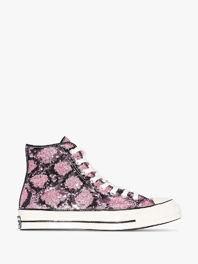 Shop Converse Womens Pink Chuck 70 Snakequins High Top Sneakers