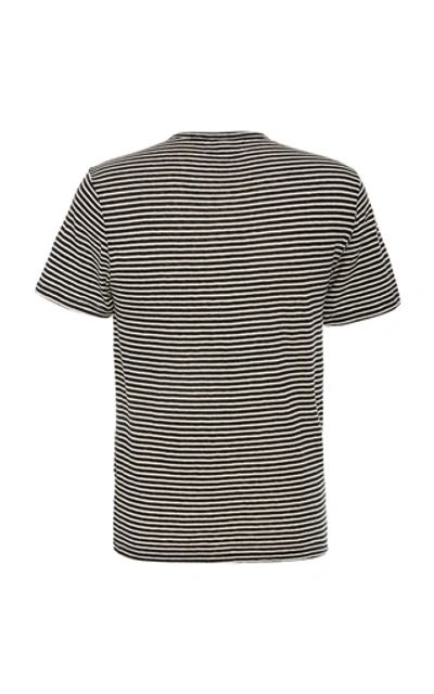 Shop Officine Generale Striped Classic Cotton T-shirt In Black/white