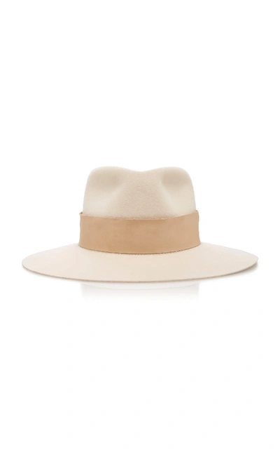 Shop Janessa Leone Carter Wool Fedora Hat In White