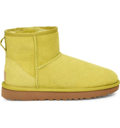 Shop Ugg Classic Mini Ii Genuine Shearling Lined Boot In Electric Lime Suede
