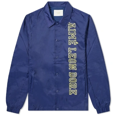 Shop Aimé Leon Dore Logo Coach Jacket In Blue