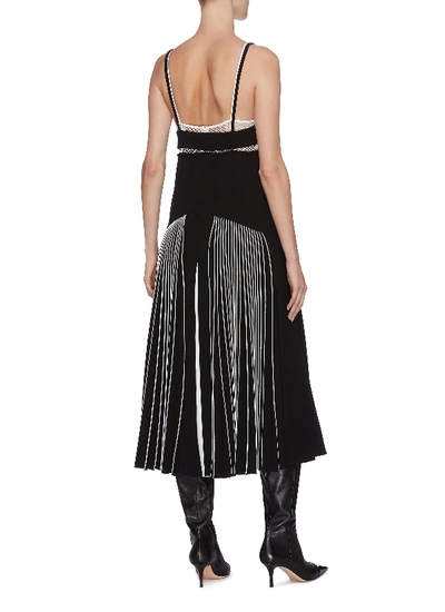 Shop Proenza Schouler Sash Tie Mesh Panel Contrast Pleat Midi Dress