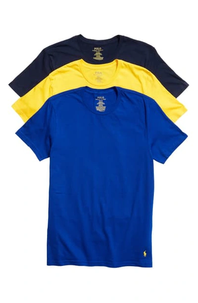Shop Polo Ralph Lauren 3-pack Classic Fit T-shirts In Cruise Navy/ Royal/ Yellow
