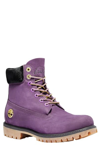 Shop Timberland Nba Waterproof Boot In Dark Purple Nubuck