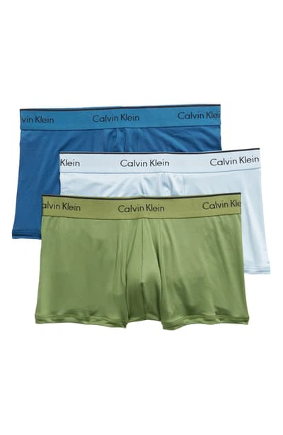 Shop Calvin Klein 3-pack Micro Stretch Trunks In Tempe/ Aimless/ Calliste