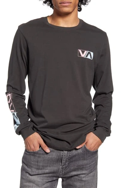 Shop Rvca Lateral Long Sleeve T-shirt In Pirate Black