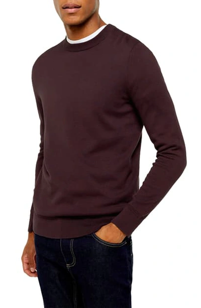 Shop Topman Twisted Classic Fit Crewneck Sweater In Burgundy