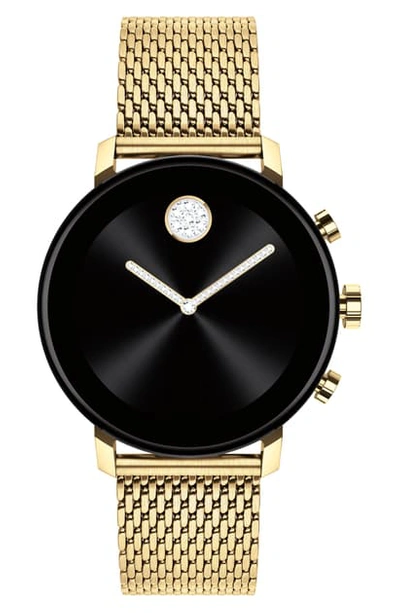 Shop Movado Bold Connect 2.0 Glitz Mesh Band Smart Watch, 40mm In Gold