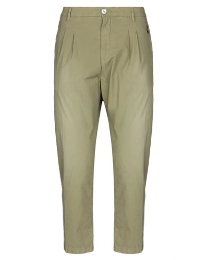 Shop Aglini Man Pants Military Green Size 38 Cotton, Elastane