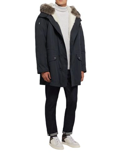 Shop Yves Salomon Jackets In Dark Blue