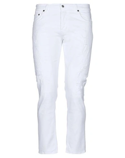 Shop Aglini Man Jeans White Size 38 Cotton, Elastane