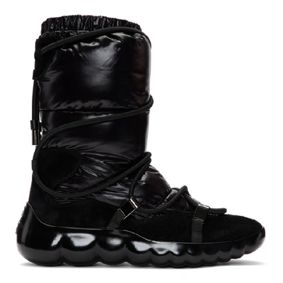 Shop Moncler Black Cora Strappy Puffer Boots In 999 Black