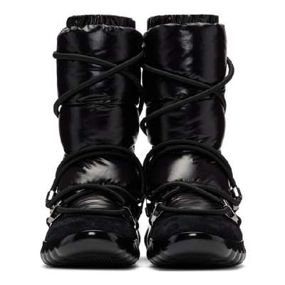 Shop Moncler Black Cora Strappy Puffer Boots In 999 Black