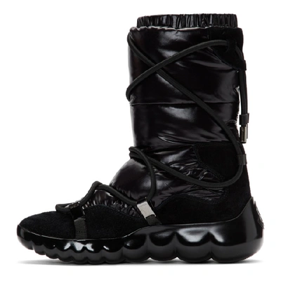 Shop Moncler Black Cora Strappy Puffer Boots In 999 Black